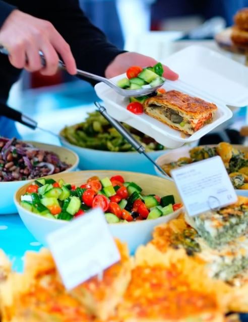 Street food being plated